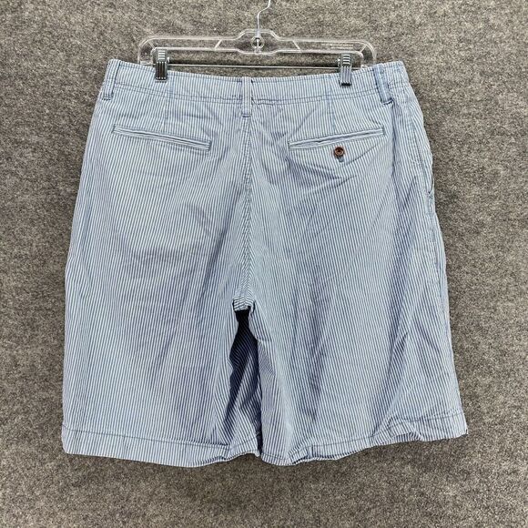 5/$45 J. Crew Shorts Men 34 Blue Striped Mid Rise Bermuda Flat Front Cotton - Picture 2 of 9